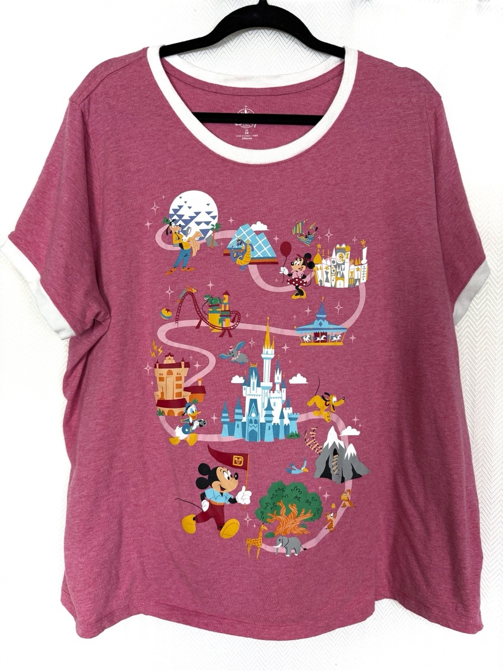 Disney World Pink Ringer Tee Size 2X